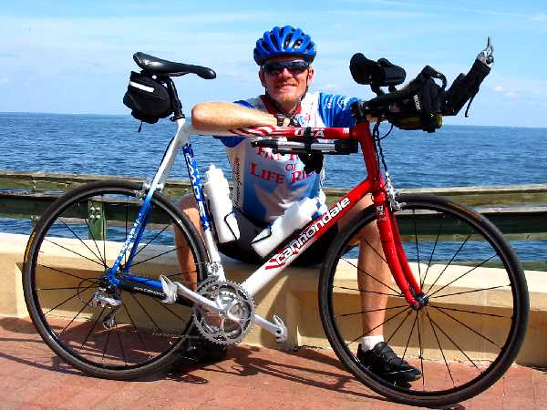  Richard at the end of 2,794.2 miles of riding. 